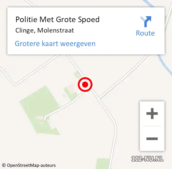 Locatie op kaart van de 112 melding: Politie Met Grote Spoed Naar Clinge, Molenstraat op 12 november 2022 15:35