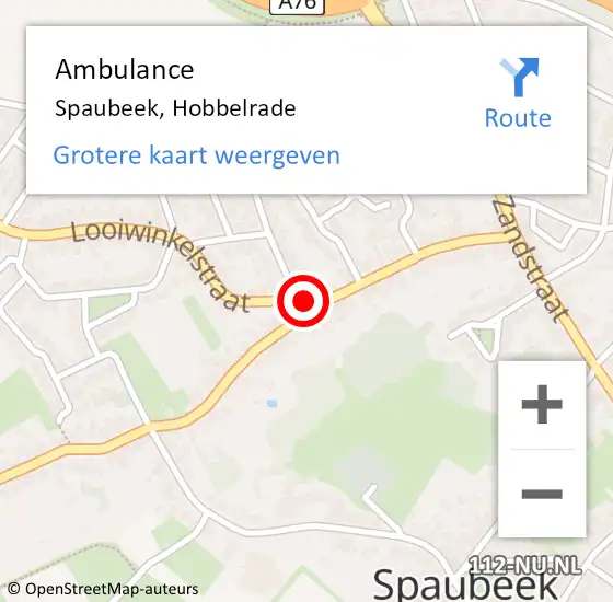 Locatie op kaart van de 112 melding: Ambulance Spaubeek, Hobbelrade op 4 augustus 2014 18:11
