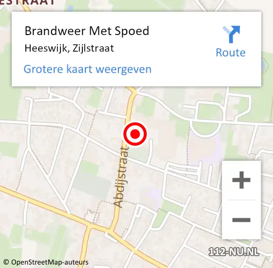 Locatie op kaart van de 112 melding: Brandweer Met Spoed Naar Heeswijk, Zijlstraat op 12 november 2022 15:48