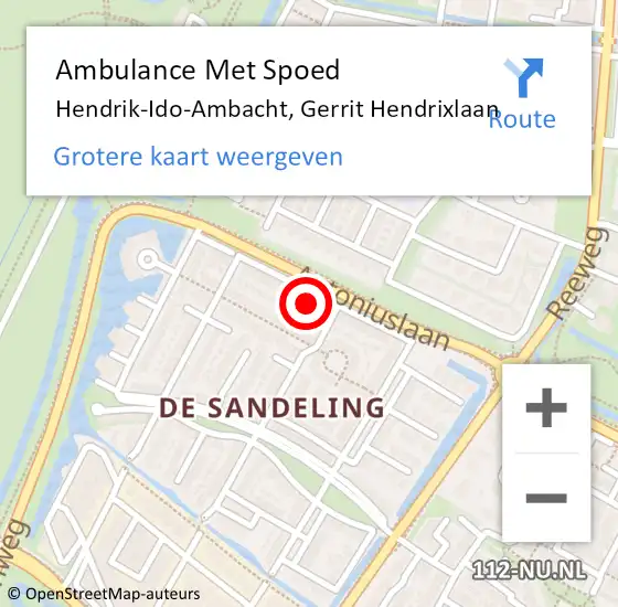 Locatie op kaart van de 112 melding: Ambulance Met Spoed Naar Hendrik-Ido-Ambacht, Gerrit Hendrixlaan op 12 november 2022 15:53