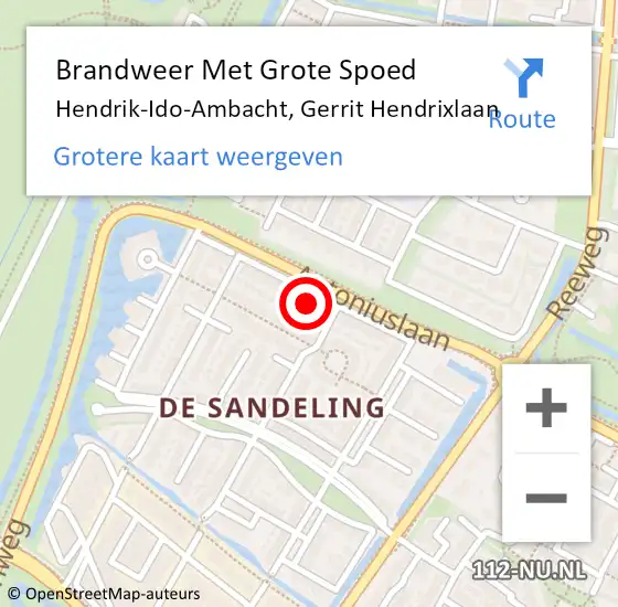 Locatie op kaart van de 112 melding: Brandweer Met Grote Spoed Naar Hendrik-Ido-Ambacht, Gerrit Hendrixlaan op 12 november 2022 16:04