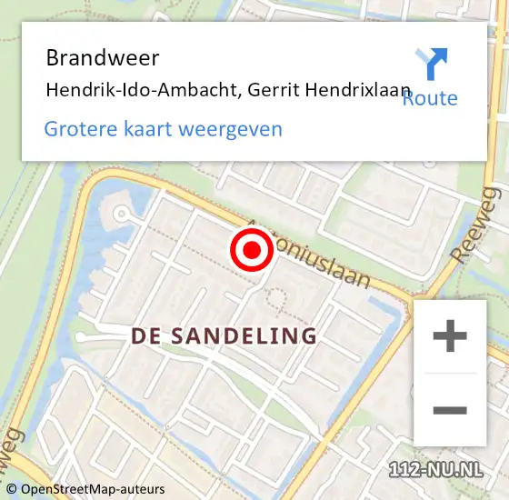 Locatie op kaart van de 112 melding: Brandweer Hendrik-Ido-Ambacht, Gerrit Hendrixlaan op 12 november 2022 16:12