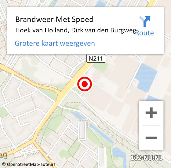 Locatie op kaart van de 112 melding: Brandweer Met Spoed Naar Hoek van Holland, Dirk van den Burgweg op 12 november 2022 16:12