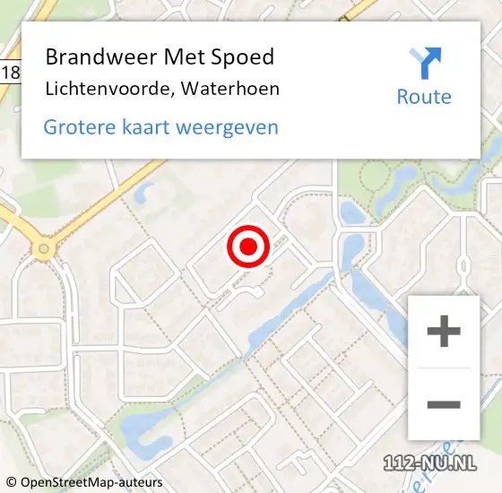 Locatie op kaart van de 112 melding: Brandweer Met Spoed Naar Lichtenvoorde, Waterhoen op 12 november 2022 16:19