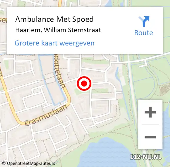 Locatie op kaart van de 112 melding: Ambulance Met Spoed Naar Haarlem, William Sternstraat op 12 november 2022 16:28