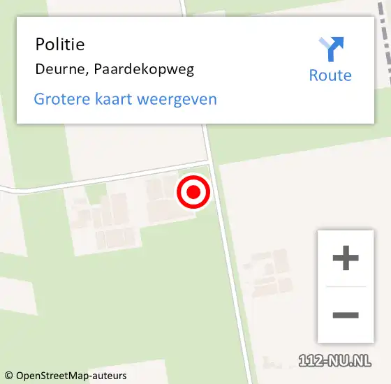 Locatie op kaart van de 112 melding: Politie Deurne, Paardekopweg op 12 november 2022 16:29