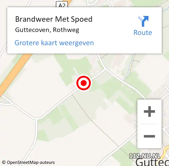 Locatie op kaart van de 112 melding: Brandweer Met Spoed Naar Guttecoven, Rothweg op 12 november 2022 16:36