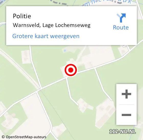 Locatie op kaart van de 112 melding: Politie Warnsveld, Lage Lochemseweg op 12 november 2022 16:42