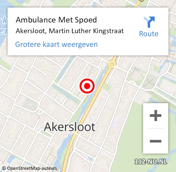 Locatie op kaart van de 112 melding: Ambulance Met Spoed Naar Akersloot, Martin Luther Kingstraat op 12 november 2022 16:47