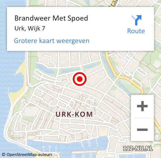 Locatie op kaart van de 112 melding: Brandweer Met Spoed Naar Urk, Wijk 7 op 12 november 2022 16:48