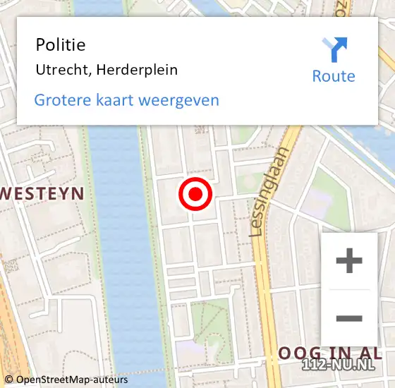 Locatie op kaart van de 112 melding: Politie Utrecht, Herderplein op 12 november 2022 17:07