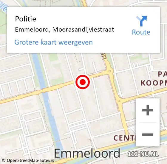 Locatie op kaart van de 112 melding: Politie Emmeloord, Moerasandijviestraat op 12 november 2022 17:09
