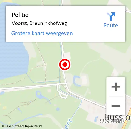 Locatie op kaart van de 112 melding: Politie Voorst, Breuninkhofweg op 12 november 2022 17:30