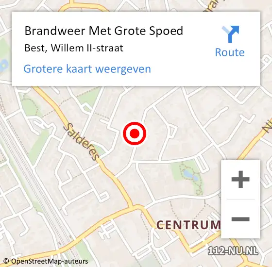 Locatie op kaart van de 112 melding: Brandweer Met Grote Spoed Naar Best, Willem II-straat op 12 november 2022 17:31