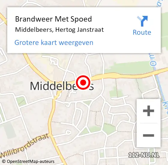 Locatie op kaart van de 112 melding: Brandweer Met Spoed Naar Middelbeers, Hertog Janstraat op 12 november 2022 17:34