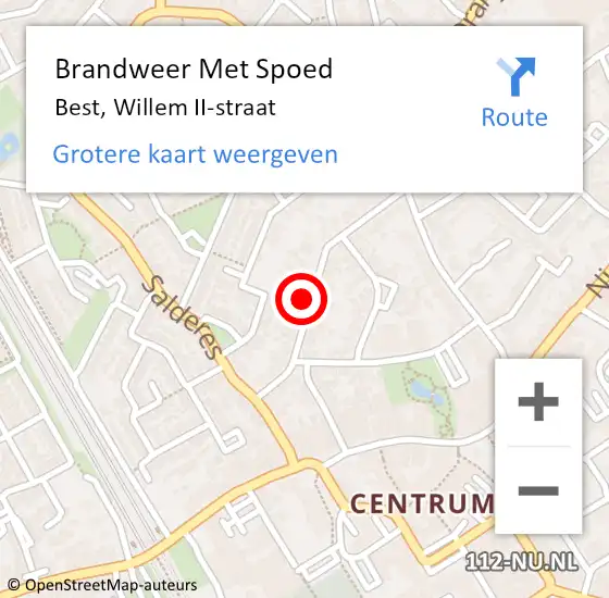 Locatie op kaart van de 112 melding: Brandweer Met Spoed Naar Best, Willem II-straat op 12 november 2022 17:35