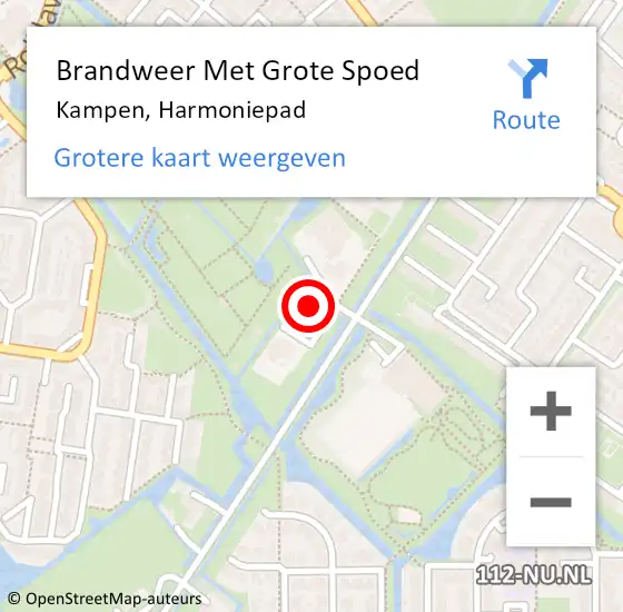 Locatie op kaart van de 112 melding: Brandweer Met Grote Spoed Naar Kampen, Harmoniepad op 12 november 2022 17:35