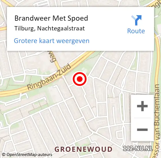 Locatie op kaart van de 112 melding: Brandweer Met Spoed Naar Tilburg, Nachtegaalstraat op 12 november 2022 17:41