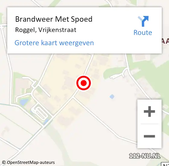 Locatie op kaart van de 112 melding: Brandweer Met Spoed Naar Roggel, Vrijkenstraat op 12 november 2022 18:01