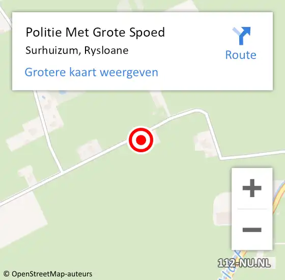 Locatie op kaart van de 112 melding: Politie Met Grote Spoed Naar Surhuizum, Rysloane op 12 november 2022 18:01