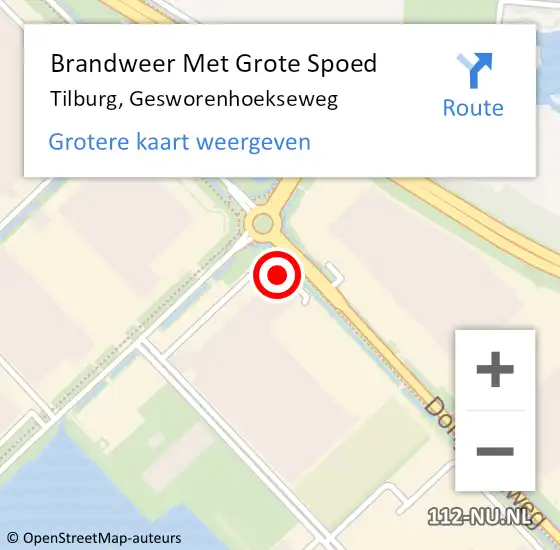 Locatie op kaart van de 112 melding: Brandweer Met Grote Spoed Naar Tilburg, Gesworenhoekseweg op 12 november 2022 18:14
