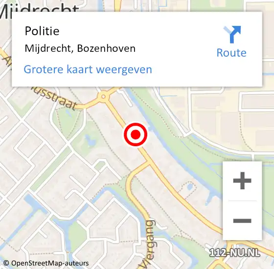 Locatie op kaart van de 112 melding: Politie Mijdrecht, Bozenhoven op 12 november 2022 18:17