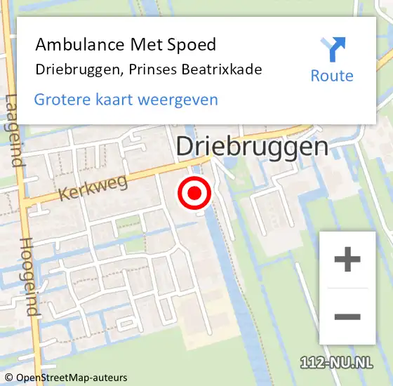 Locatie op kaart van de 112 melding: Ambulance Met Spoed Naar Driebruggen, Prinses Beatrixkade op 4 augustus 2014 18:18