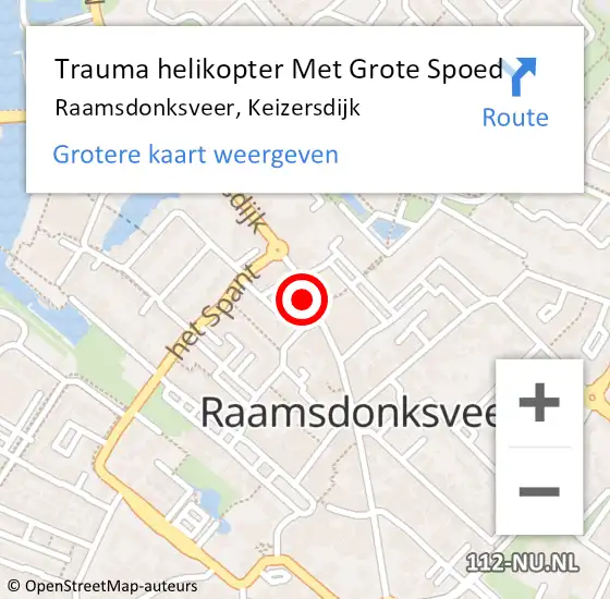 Locatie op kaart van de 112 melding: Trauma helikopter Met Grote Spoed Naar Raamsdonksveer, Keizersdijk op 12 november 2022 18:38