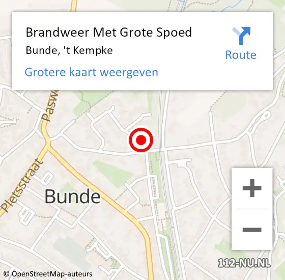 Locatie op kaart van de 112 melding: Brandweer Met Grote Spoed Naar Bunde, 't Kempke op 12 november 2022 18:45