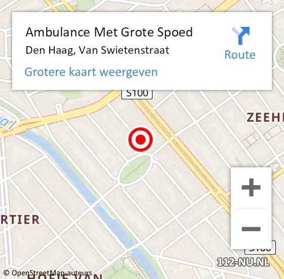 Locatie op kaart van de 112 melding: Ambulance Met Grote Spoed Naar De Lier, Van Swietenstraat op 12 november 2022 19:32