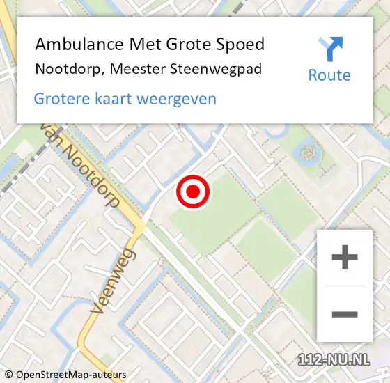 Locatie op kaart van de 112 melding: Ambulance Met Grote Spoed Naar Nootdorp, Meester Steenwegpad op 12 november 2022 19:42