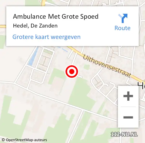 Locatie op kaart van de 112 melding: Ambulance Met Grote Spoed Naar Hedel, De Zanden op 12 november 2022 19:47