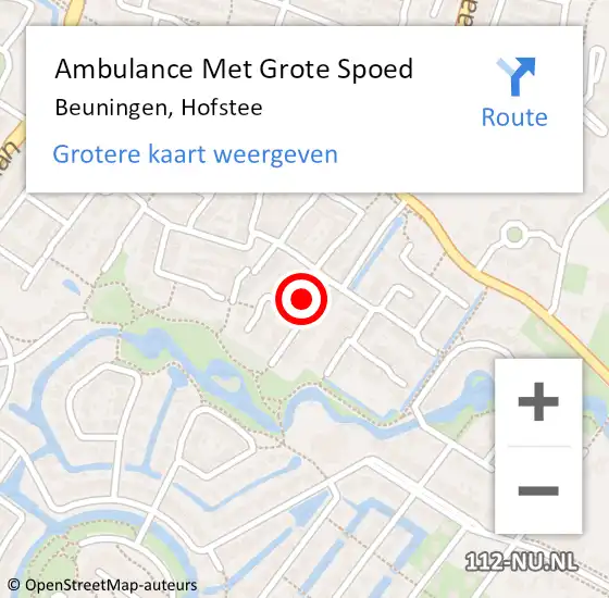 Locatie op kaart van de 112 melding: Ambulance Met Grote Spoed Naar Beuningen, Hofstee op 12 november 2022 19:49