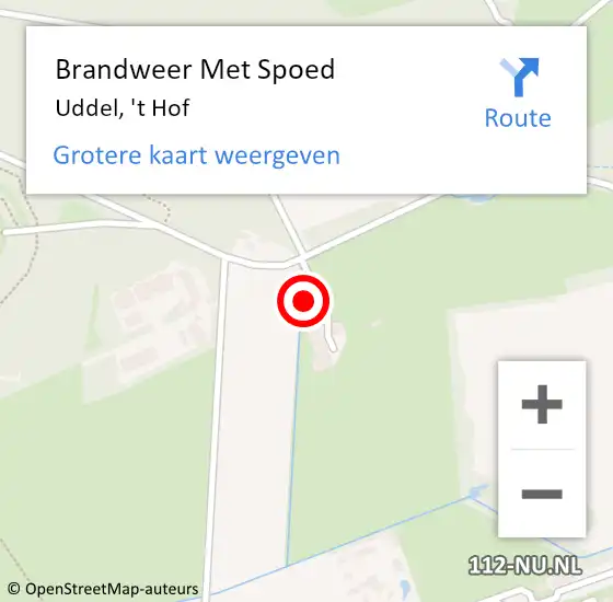 Locatie op kaart van de 112 melding: Brandweer Met Spoed Naar Uddel, 't Hof op 12 november 2022 20:09