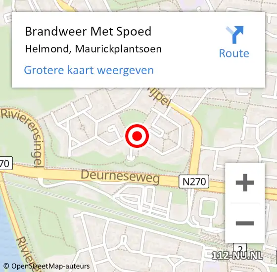 Locatie op kaart van de 112 melding: Brandweer Met Spoed Naar Helmond, Maurickplantsoen op 12 november 2022 20:11