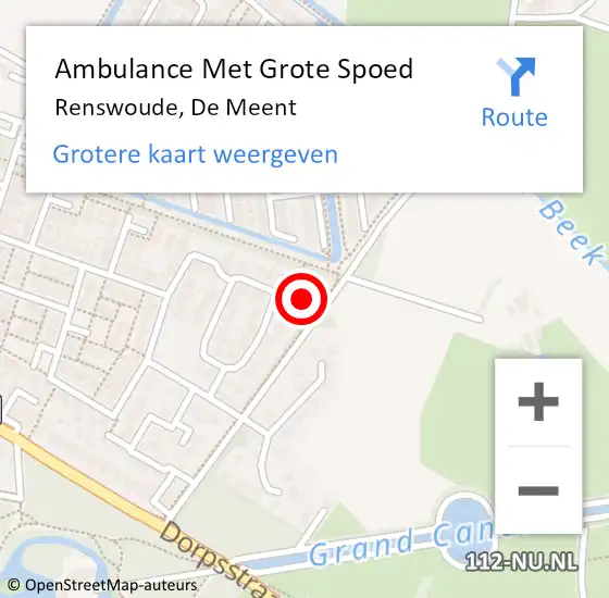 Locatie op kaart van de 112 melding: Ambulance Met Grote Spoed Naar Renswoude, De Meent op 12 november 2022 20:27