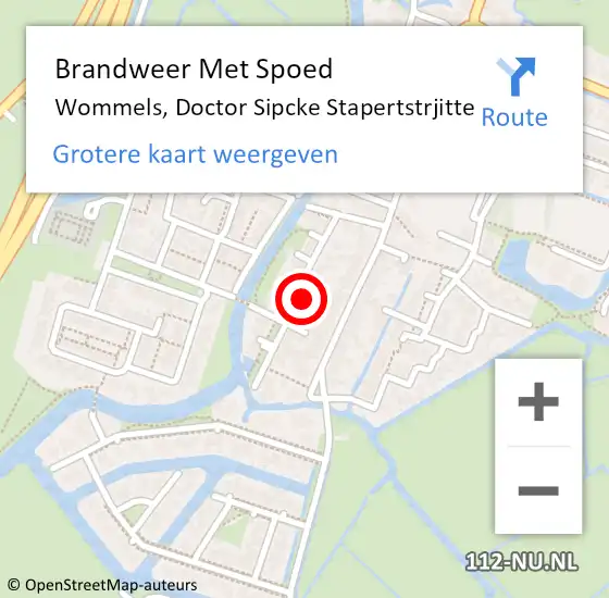 Locatie op kaart van de 112 melding: Brandweer Met Spoed Naar Wommels, Doctor Sipcke Stapertstrjitte op 12 november 2022 20:29