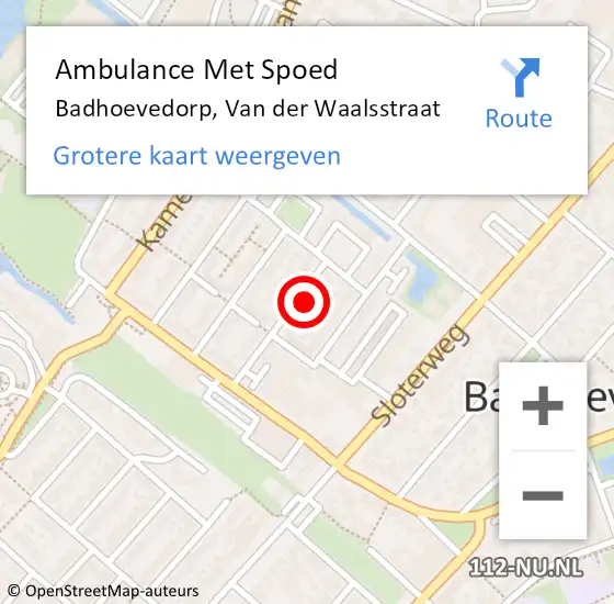 Locatie op kaart van de 112 melding: Ambulance Met Spoed Naar Badhoevedorp, Van der Waalsstraat op 12 november 2022 20:30