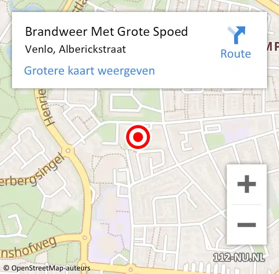 Locatie op kaart van de 112 melding: Brandweer Met Grote Spoed Naar Venlo, Alberickstraat op 12 november 2022 20:56