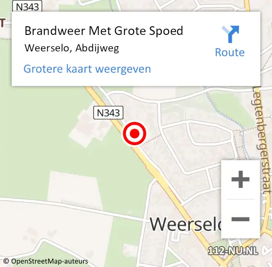 Locatie op kaart van de 112 melding: Brandweer Met Grote Spoed Naar Weerselo, Abdijweg op 12 november 2022 20:57