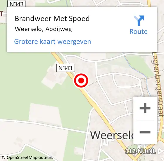 Locatie op kaart van de 112 melding: Brandweer Met Spoed Naar Weerselo, Abdijweg op 12 november 2022 21:11