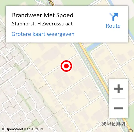 Locatie op kaart van de 112 melding: Brandweer Met Spoed Naar Staphorst, H Zwerusstraat op 12 november 2022 21:15