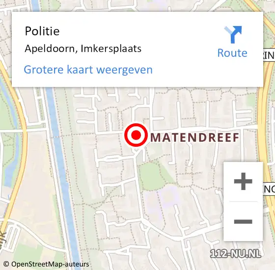 Locatie op kaart van de 112 melding: Politie Apeldoorn, Imkersplaats op 12 november 2022 21:37