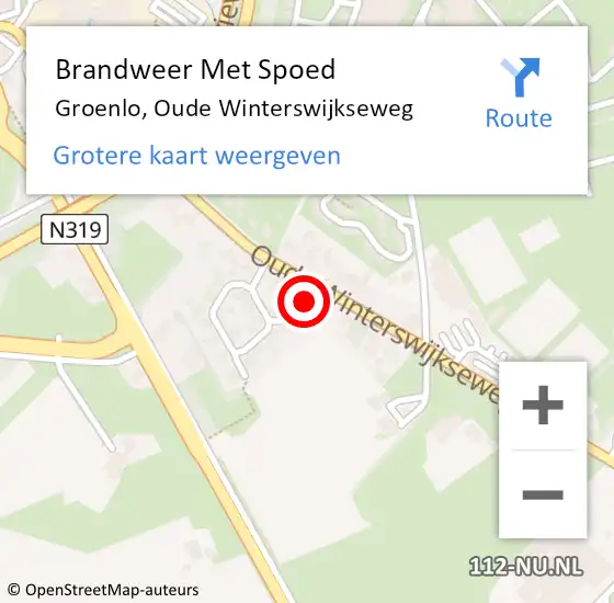 Locatie op kaart van de 112 melding: Brandweer Met Spoed Naar Groenlo, Oude Winterswijkseweg op 12 november 2022 21:45