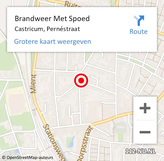 Locatie op kaart van de 112 melding: Brandweer Met Spoed Naar Castricum, Pernéstraat op 12 november 2022 22:01