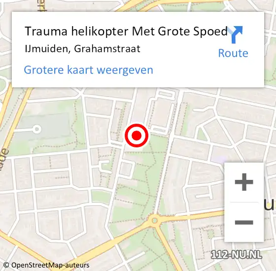 Locatie op kaart van de 112 melding: Trauma helikopter Met Grote Spoed Naar IJmuiden, Grahamstraat op 12 november 2022 22:11