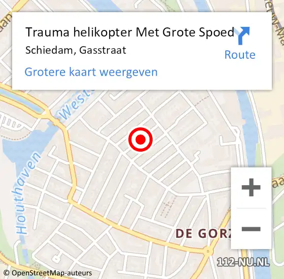 Locatie op kaart van de 112 melding: Trauma helikopter Met Grote Spoed Naar Schiedam, Gasstraat op 12 november 2022 22:22