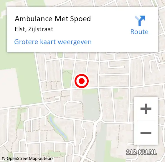 Locatie op kaart van de 112 melding: Ambulance Met Spoed Naar Elst, Zijlstraat op 12 november 2022 22:30