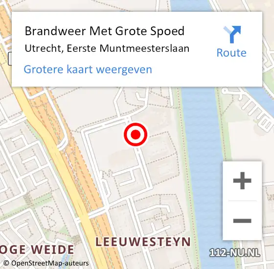 Locatie op kaart van de 112 melding: Brandweer Met Grote Spoed Naar Utrecht, Eerste Muntmeesterslaan op 12 november 2022 22:40