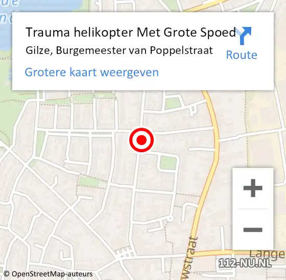 Locatie op kaart van de 112 melding: Trauma helikopter Met Grote Spoed Naar Gilze, Burgemeester van Poppelstraat op 12 november 2022 22:42